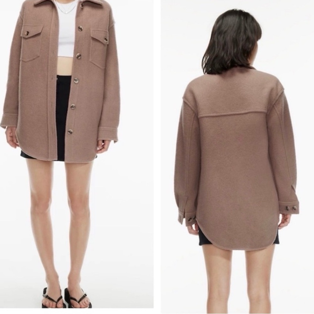 Aritzia Wildred free 100% Wool Women's Tan Shacket Jacket Large